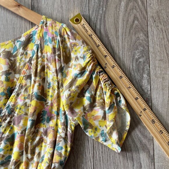 Free People Forget Me Not Yellow Mini Dress Womens Size 0 Floral Boho - Picture 10 of 15